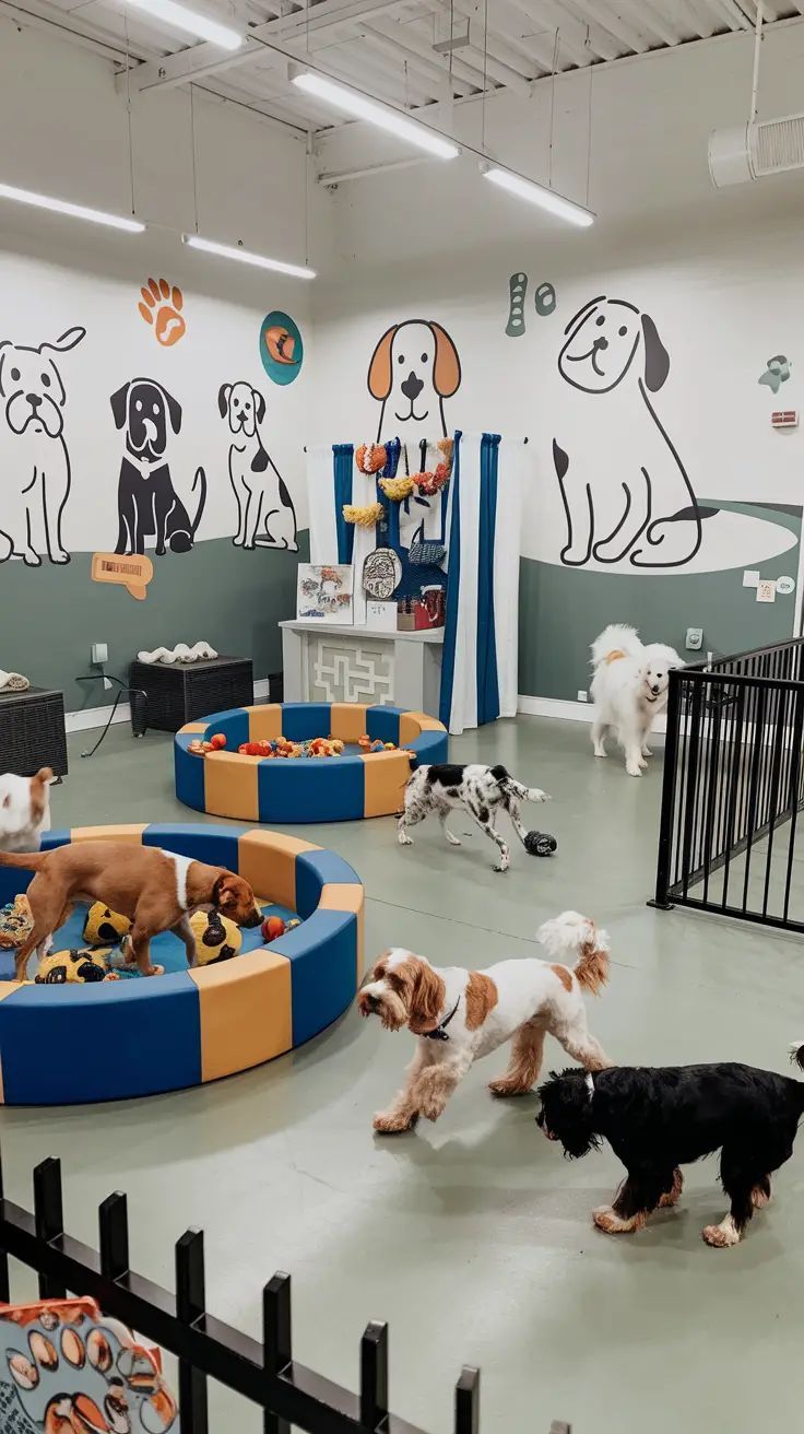 Indoor enrichment and play area for dogs
